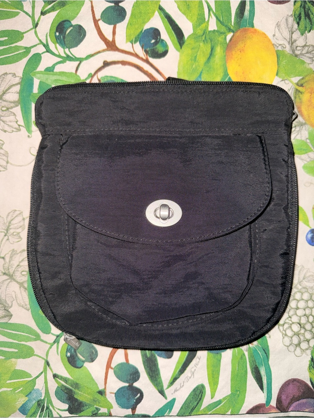 Black Crossbody or Travel Pouch with Turn-Lock Closure